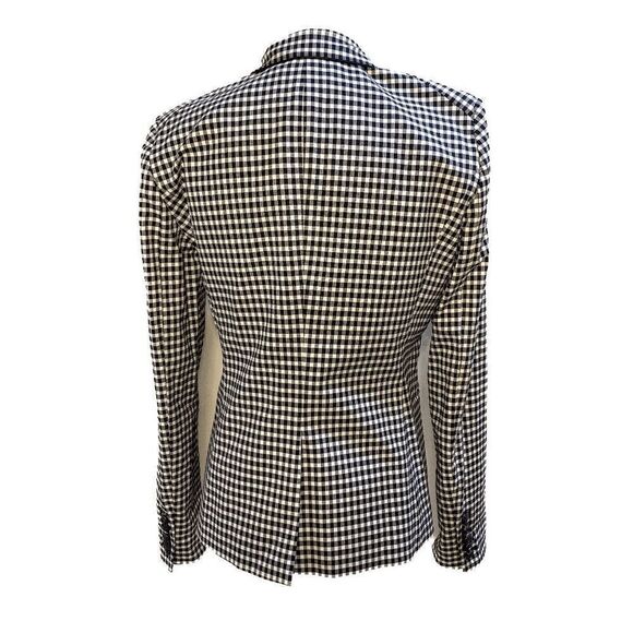 Veronica Beard Cottage Double Breasted Blazer Gingham Size 4 Black White Jacket - Picture 7 of 12